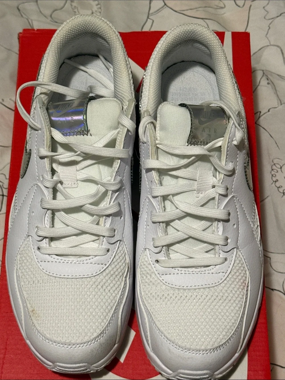 Nike Women’s Air Max White Sneakers with Holographic Swoosh